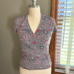 Boden Jersey crossover top with ruching at left side. Size 10.